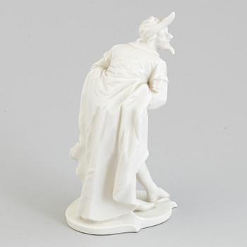 A white glazed figure of pantalone, Nymphenburg, Germany, 20th Century.