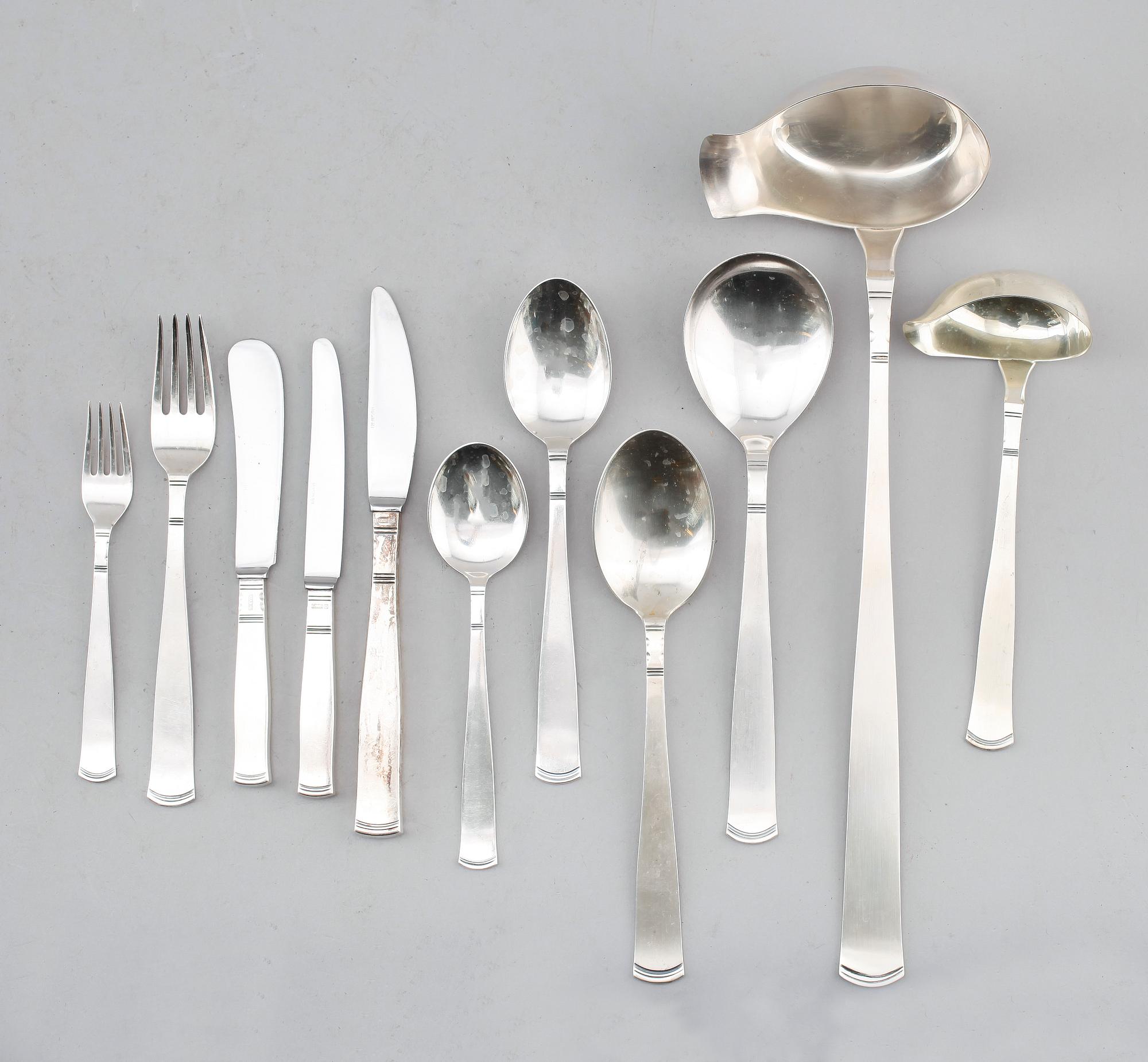 BESTICK, 87 delar, silver, "Rosenholm", GAB, Stockholm 1960/70-tal. Vikt med stålblad ca 3800 g.