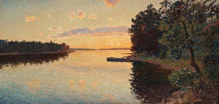 Gottfrid Kallstenius, "Solnedgång vid min brygga" (Sunset by my jetty).