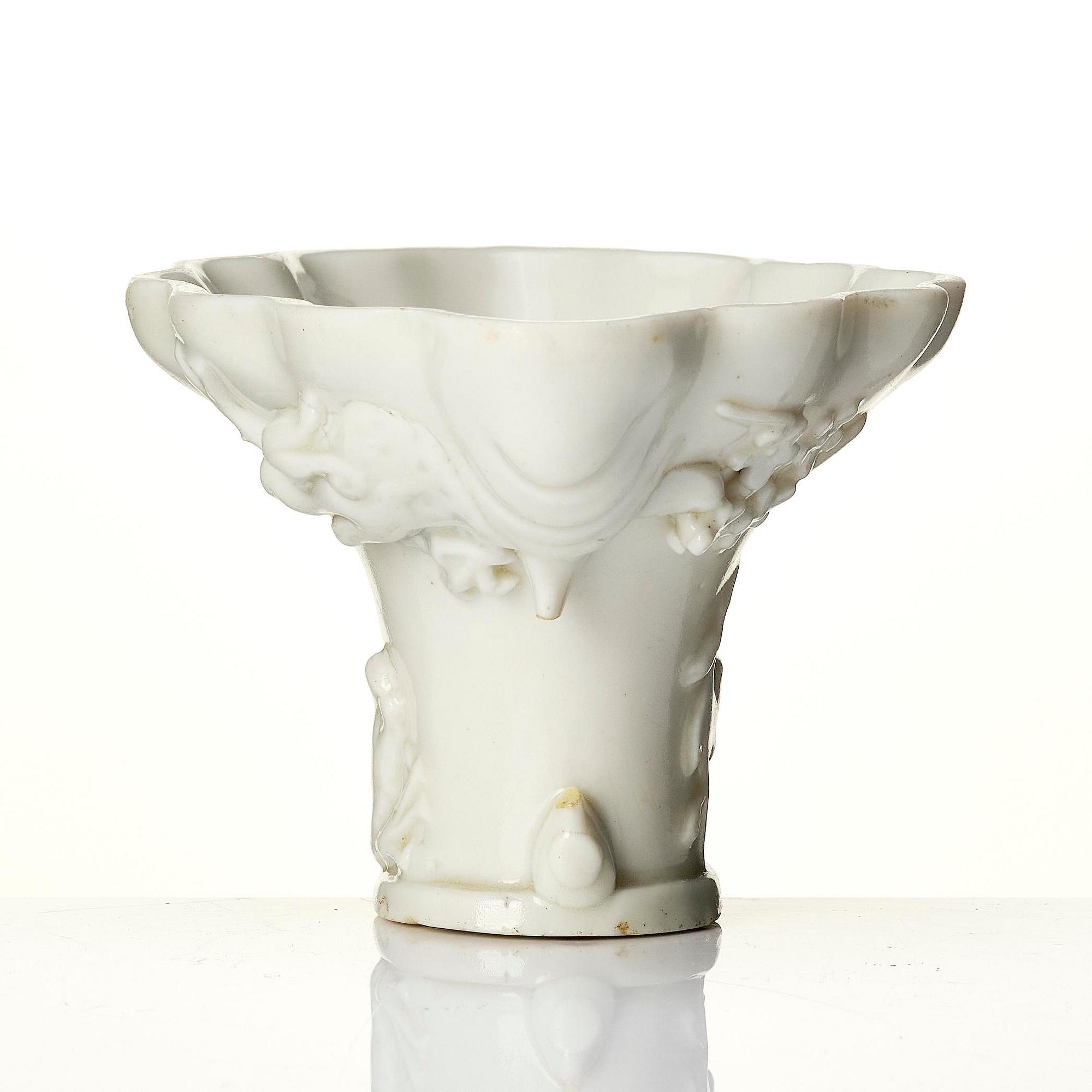 A blanc de chine libation cup, Qing dynasty, 18th century.