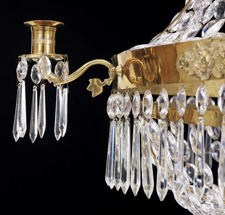 A Swedish Empire 1820/30's four-light chandelier.