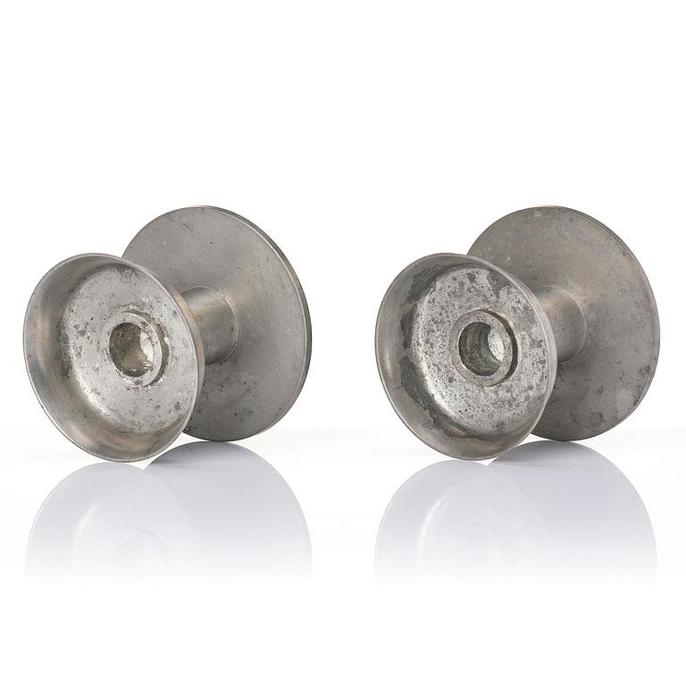 Björn Trägårdh, a pair of pewter candlesticks, Firma Svenskt Tenn, Stockholm, 1930.