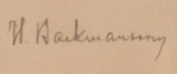 HUGO BACKMANSSON, teckning, signerad.