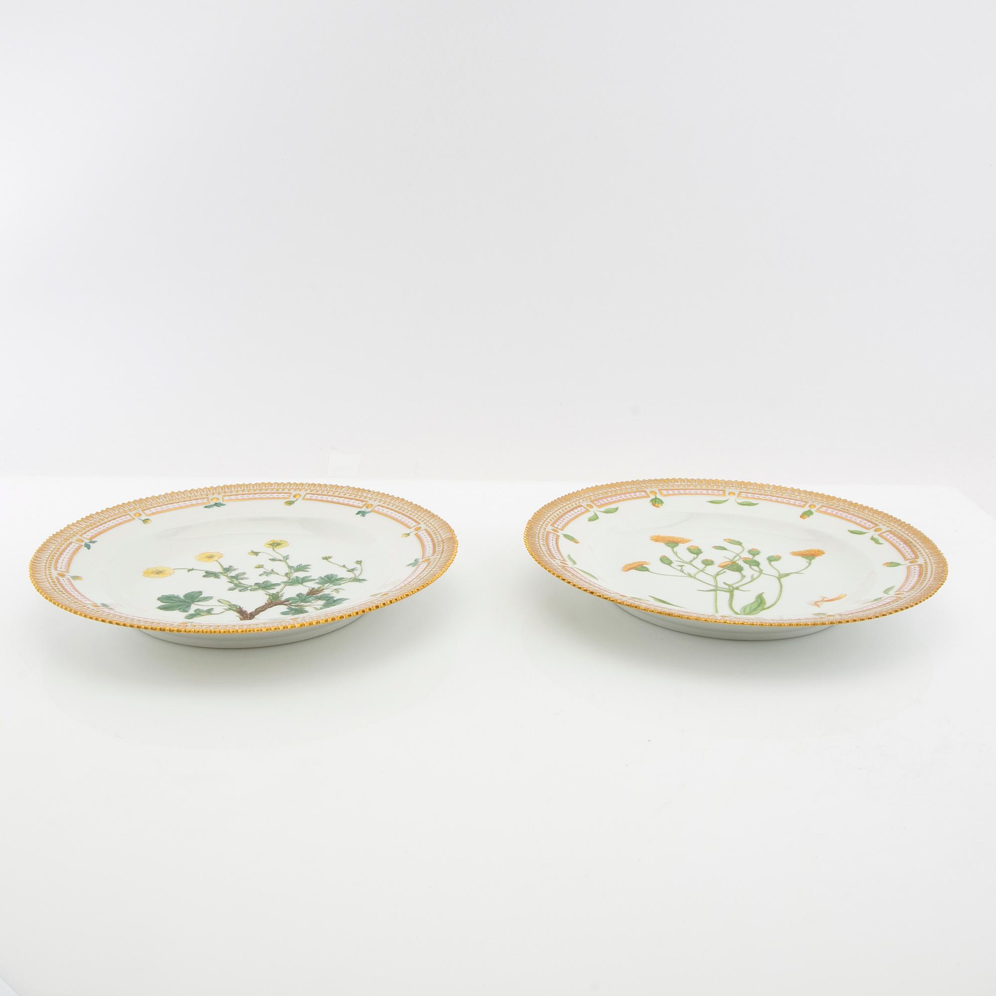 Plates 2 pcs "Flora Danica" Royal Copenhagen Denmark 1964 and 1966 porcelain.