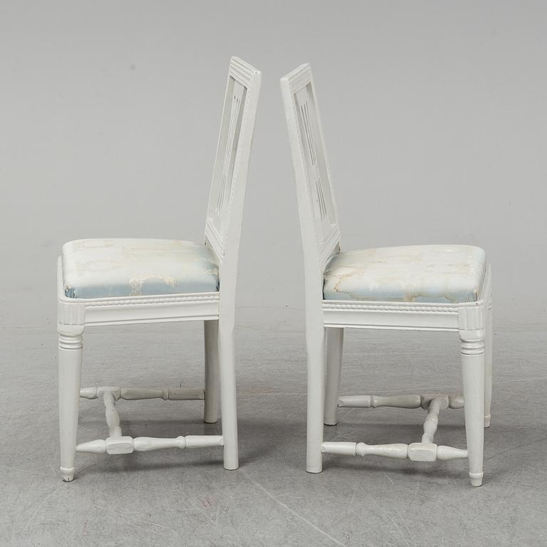 A pair of Gustavian chairs, late 18th century.