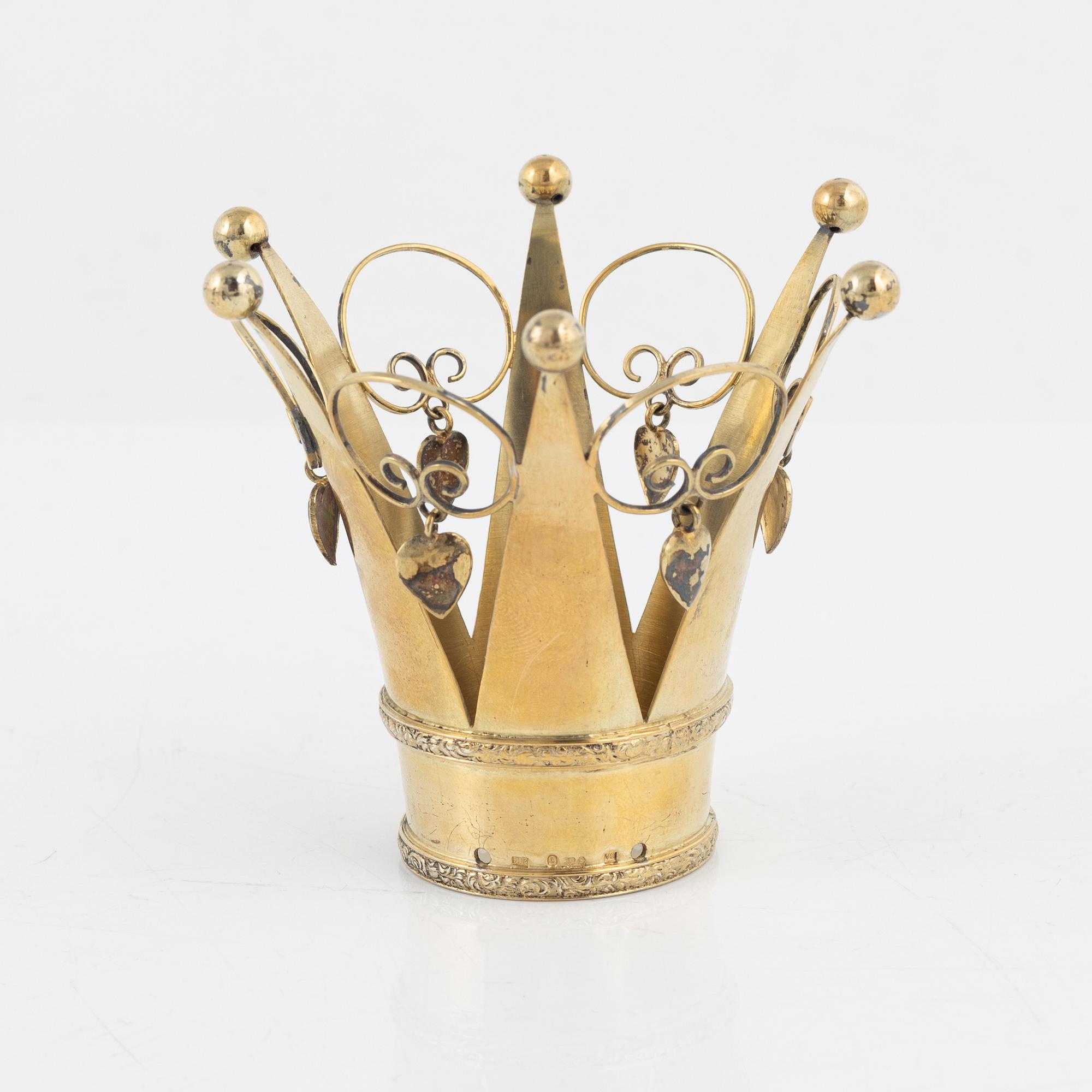 A Swedish Silver Gilt Bridal Crown, mark of J Pettersson, Stockholm 1947.