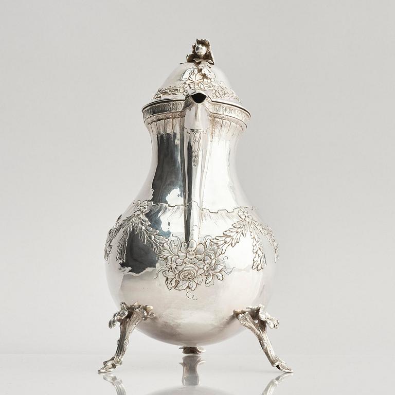 A Swedish 18th century silver coffee-pot, mark of Jacob Lampa, Stockholm 1777.