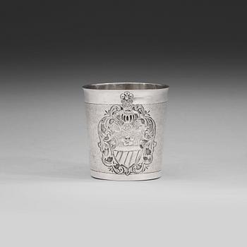 A Danish 18th century silver beaker, marks of Christian Lübecker (Flensborg 1702-1739).