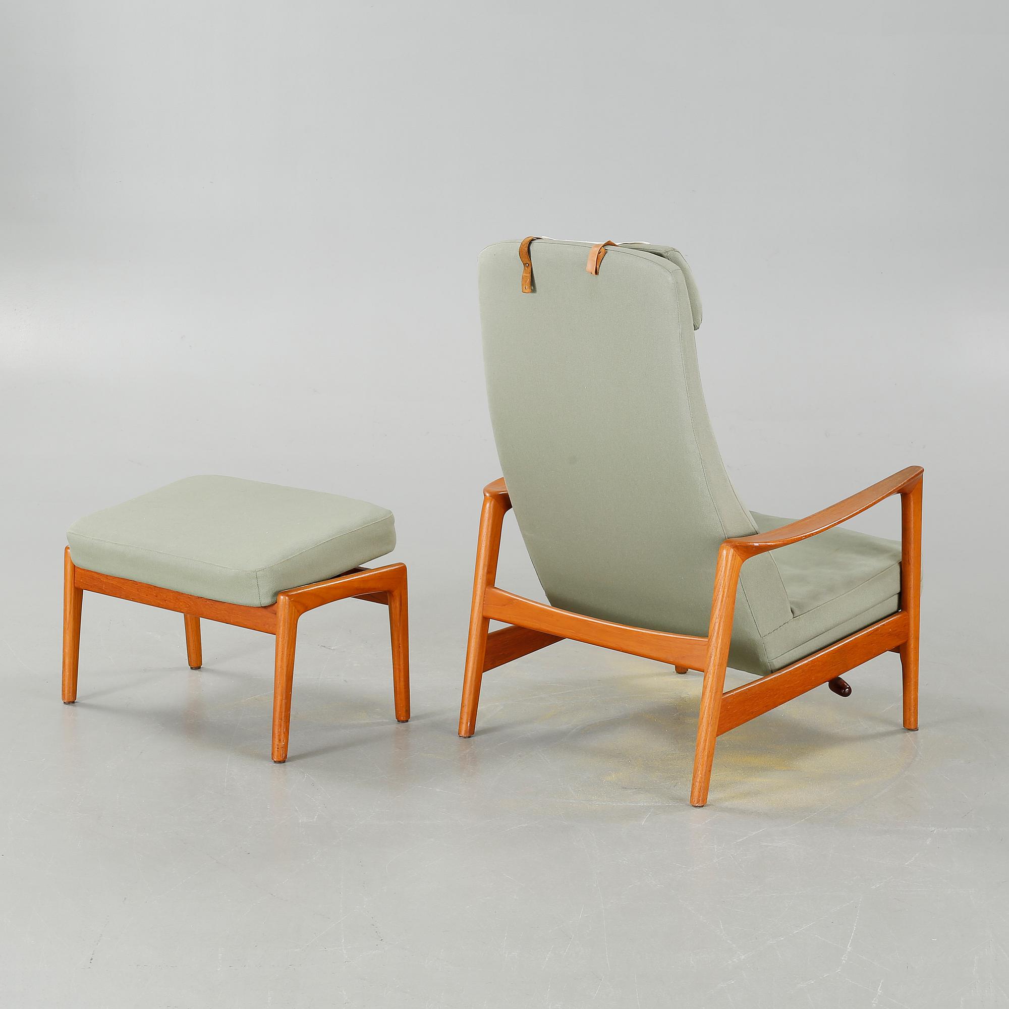 ALF SVENSSON, fåtölj med fotpall, Dux, Ljungs Industrier,  1950/60-tal.