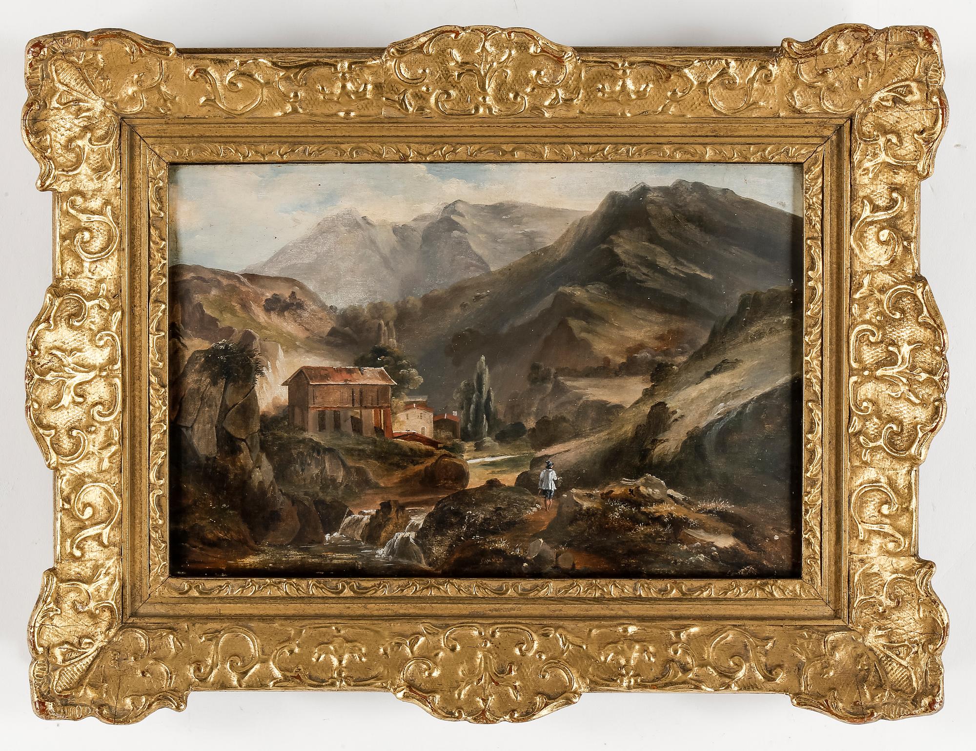 OKÄND KONSTNÄR, olja på papper, ej signerad, 1800-talets första hälft.