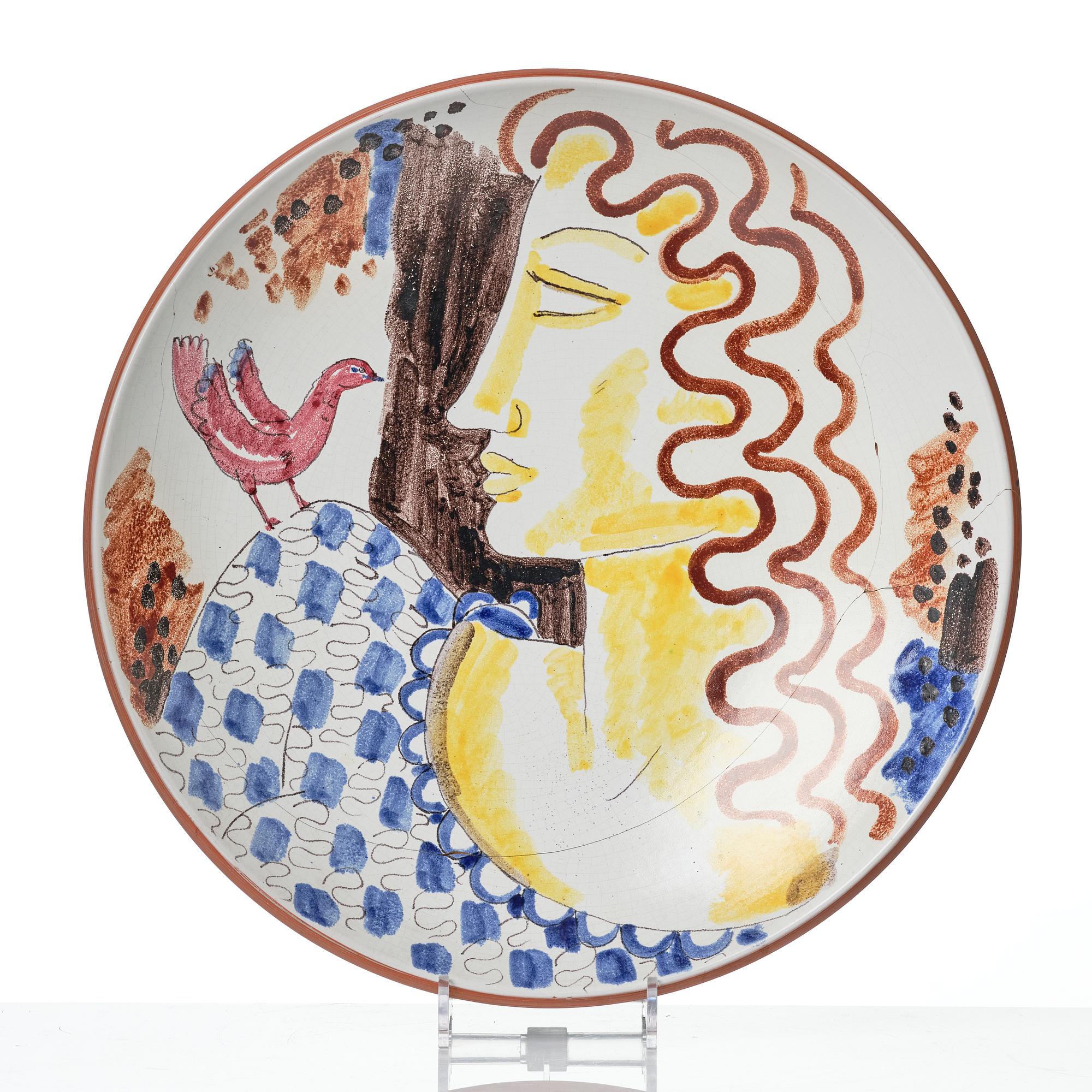 Wilhelm Kåge, a faience dish, Gustavsberg, Sweden, 1942.