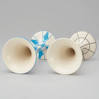 Two Michael Powolny creamware vases, 'Vienna Secession Vase Model No 221, Vienna, Austria 1906-13.