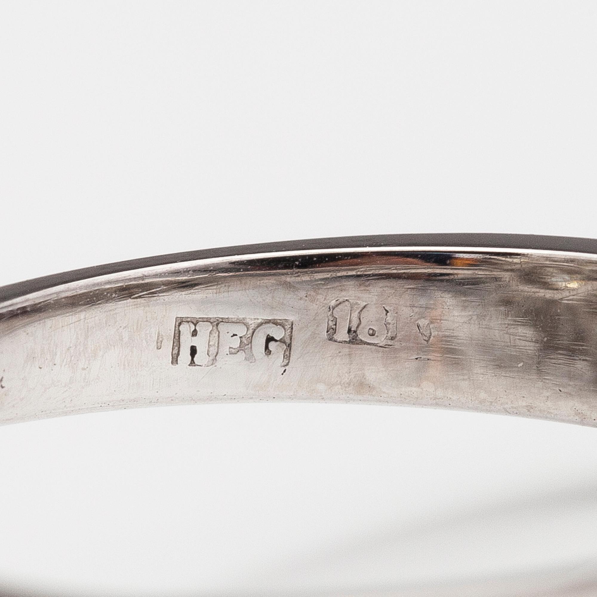 Sormus, 18K valkokultaa, vanhahiottu ja briljanttihiottuja timantteja n. 3.68 ct yht. Leimattu HEG.