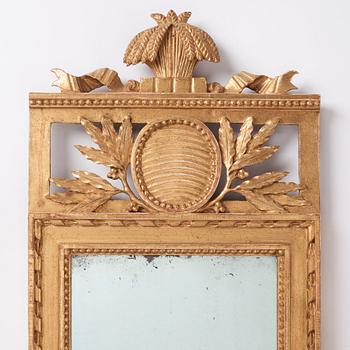 A Gustavian mirror, late 18th century.