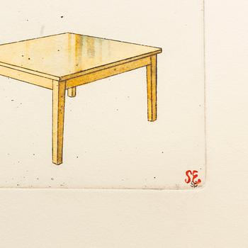 STEN EKLUND, handkolorerad etsning, signerad.