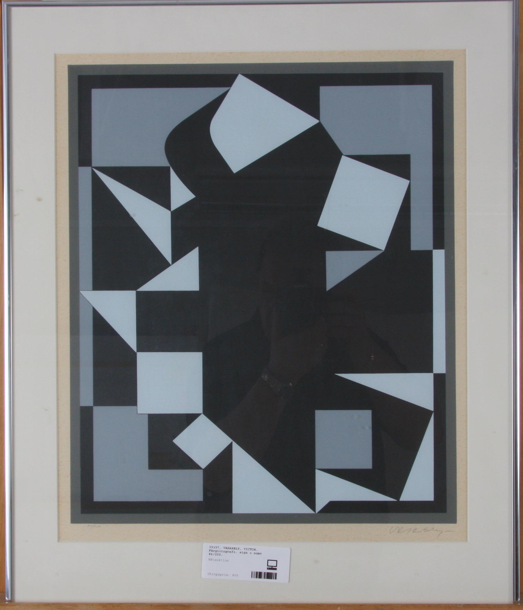 VASARELY, VICTOR. Färglitografi, sign o numr 86/200.