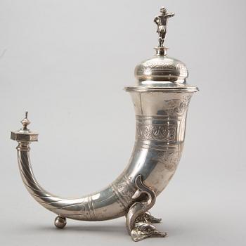 A Danish silver drinking horn 1901, total weight ca 920 gr.