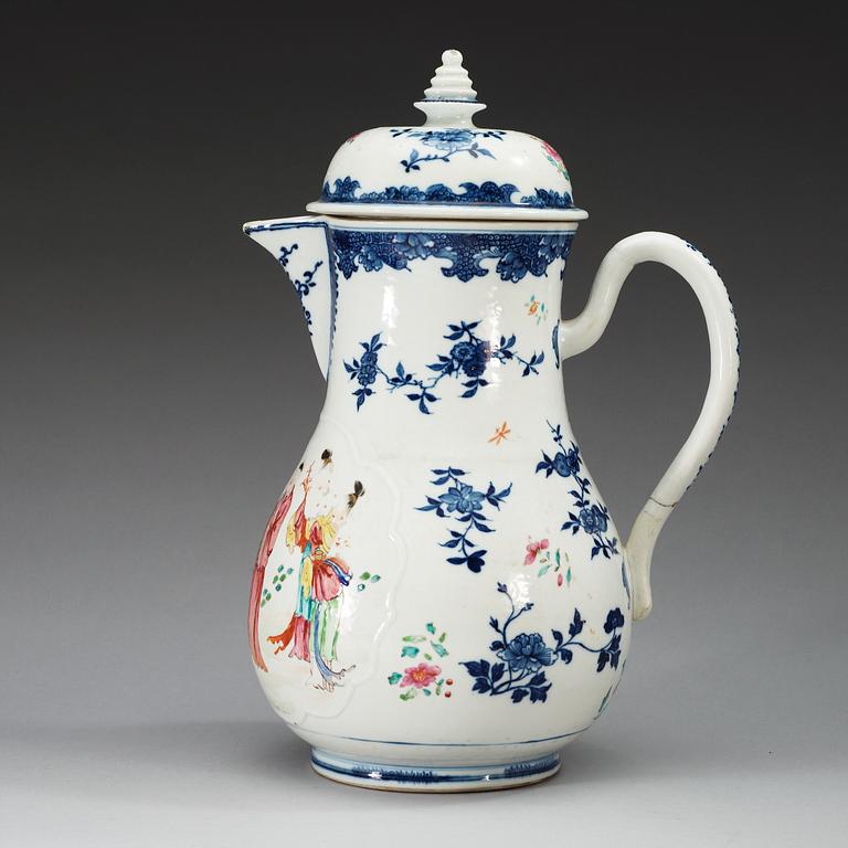A large famille rose ewer with cover, Qing dynasty, Qianlong (1736-95).