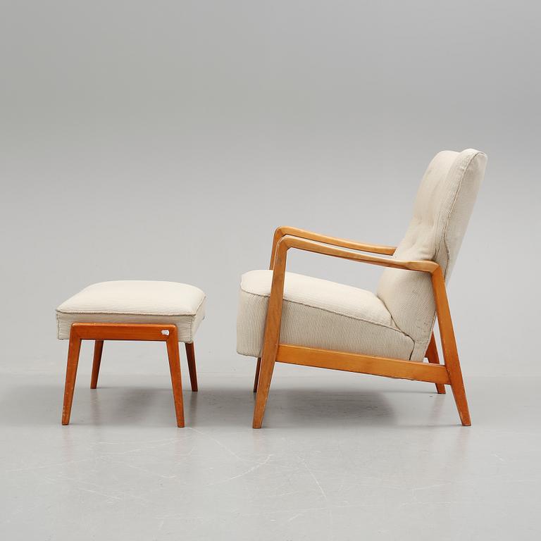 FÅTÖLJ MED FOTPALL, Dux, omkring 1900-talets mitt.