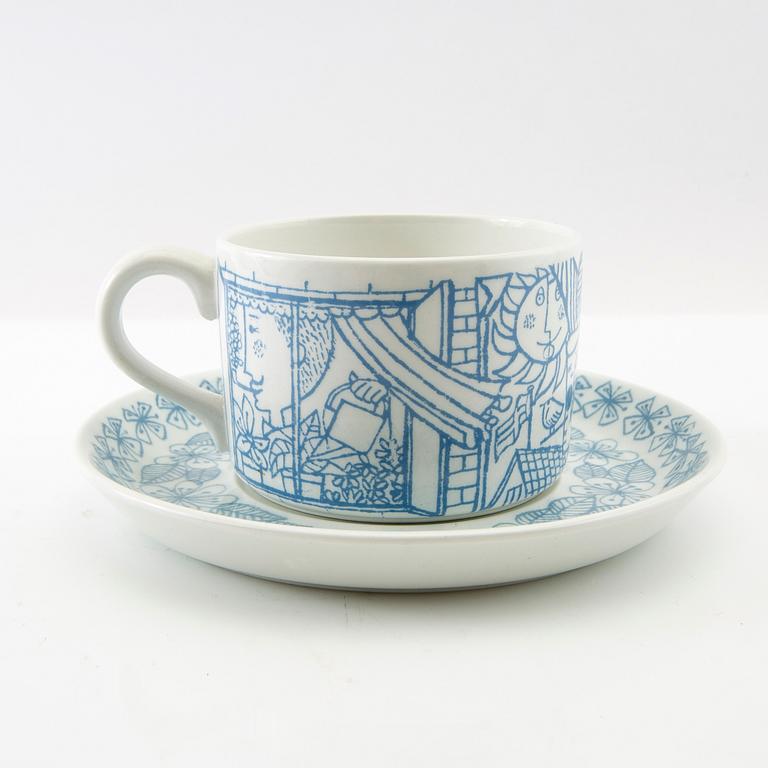 Stig Lindberg, tea cups 8 pcs "Boro" Gustavsberg stoneware 1960s.