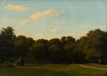 Axel Thorsen Schovelin, Park landscape with deer.