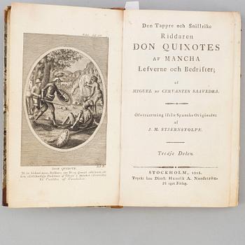 BÖCKER, 4 volymer. Första svenska översättningen av Don Quixote.