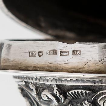 Tekanna, sockerskål och mjölkkanna, silver, 1900-talets början/ första hälft. Finska kontrollstämplar, 1949.