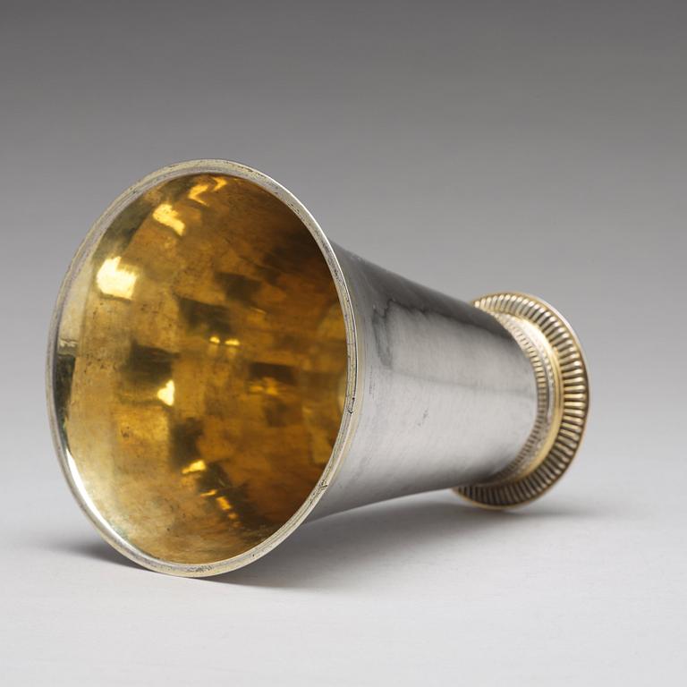 A Swedish 18th century parcel-gilt silver beaker, mark of Peter Gadd, Kristianstad 1776.
