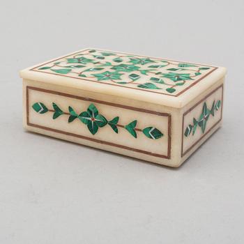 A 20th century malachite and marble box.