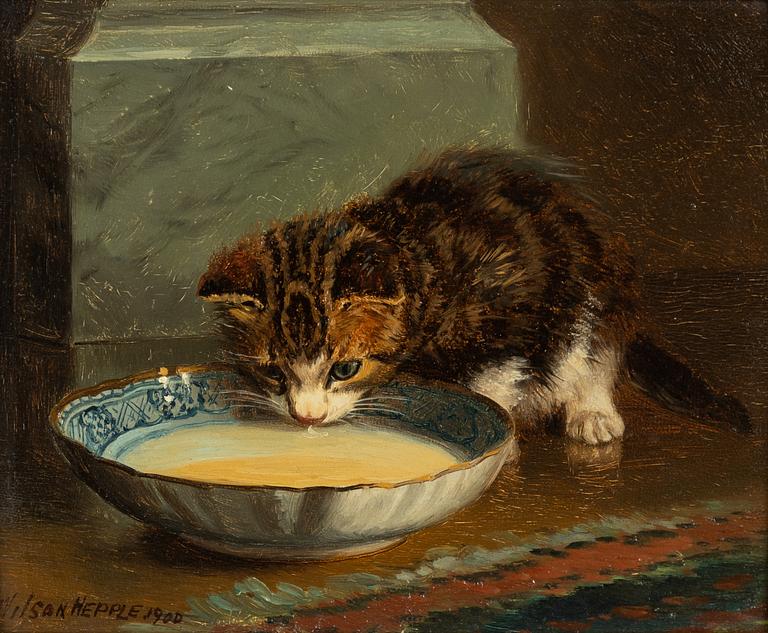 Wilson Hepple, Cat with saucer with cream.