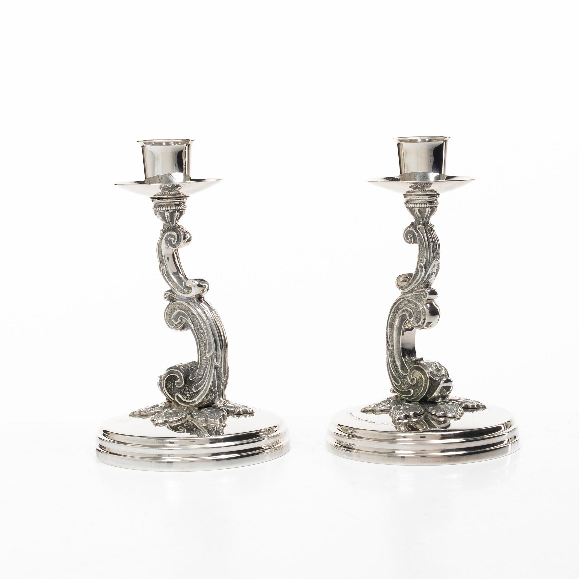 A pair of Swedish silver candlesticks, mark of Lazlo Hukvist, Mema, Lidköping, 1992.