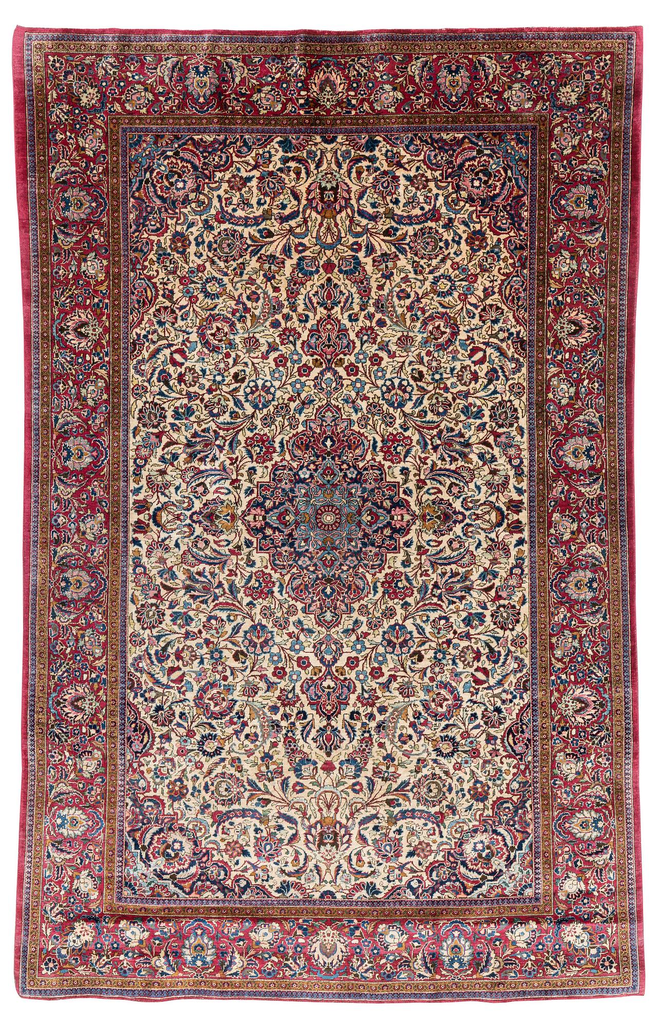 An antique silk Kashan rug, ca ca 200 x 124 cm.
