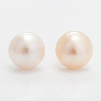 Pärlcollier och örhängen, odlade pärlor och 14K guld.