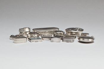 DOSOR, 16 st, silver, olika nationaliteter, 1800-1900-tal. Total vikt ca 303 g.