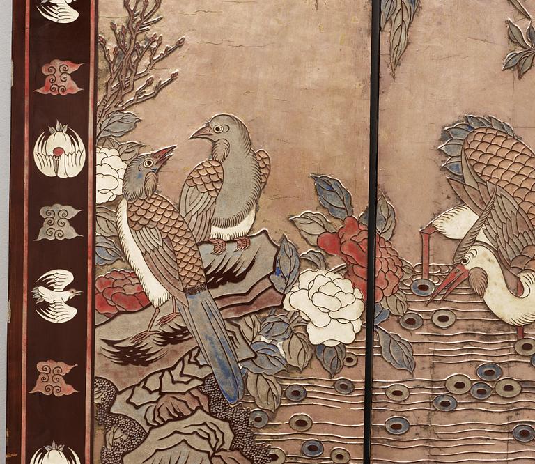 SKÄRM, svart lack, Qingdynastin (1644-1912).