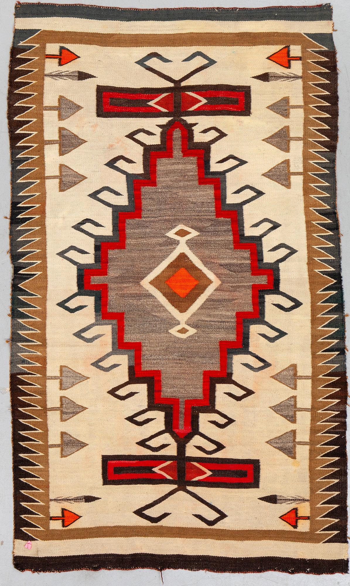 A textile, flat weave, Navaho, ca 186 x 108 cm.