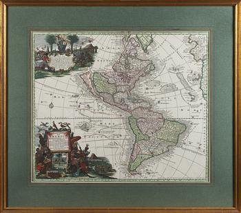 KARTA, kolorerad gravyr, 1700-tal.