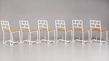 Carl Hörvik, a set of six white lacquered garden chairs for 'Stadshotellet Båstad' or 'Restaurant Lindgården', ca 1927-29.