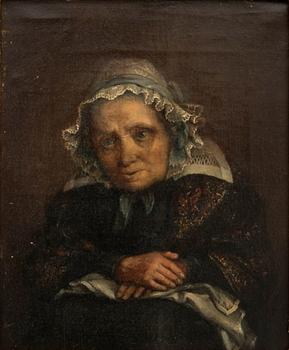 Unknown artist, 19th century, Portrait of an elderly lady in a lace cap.