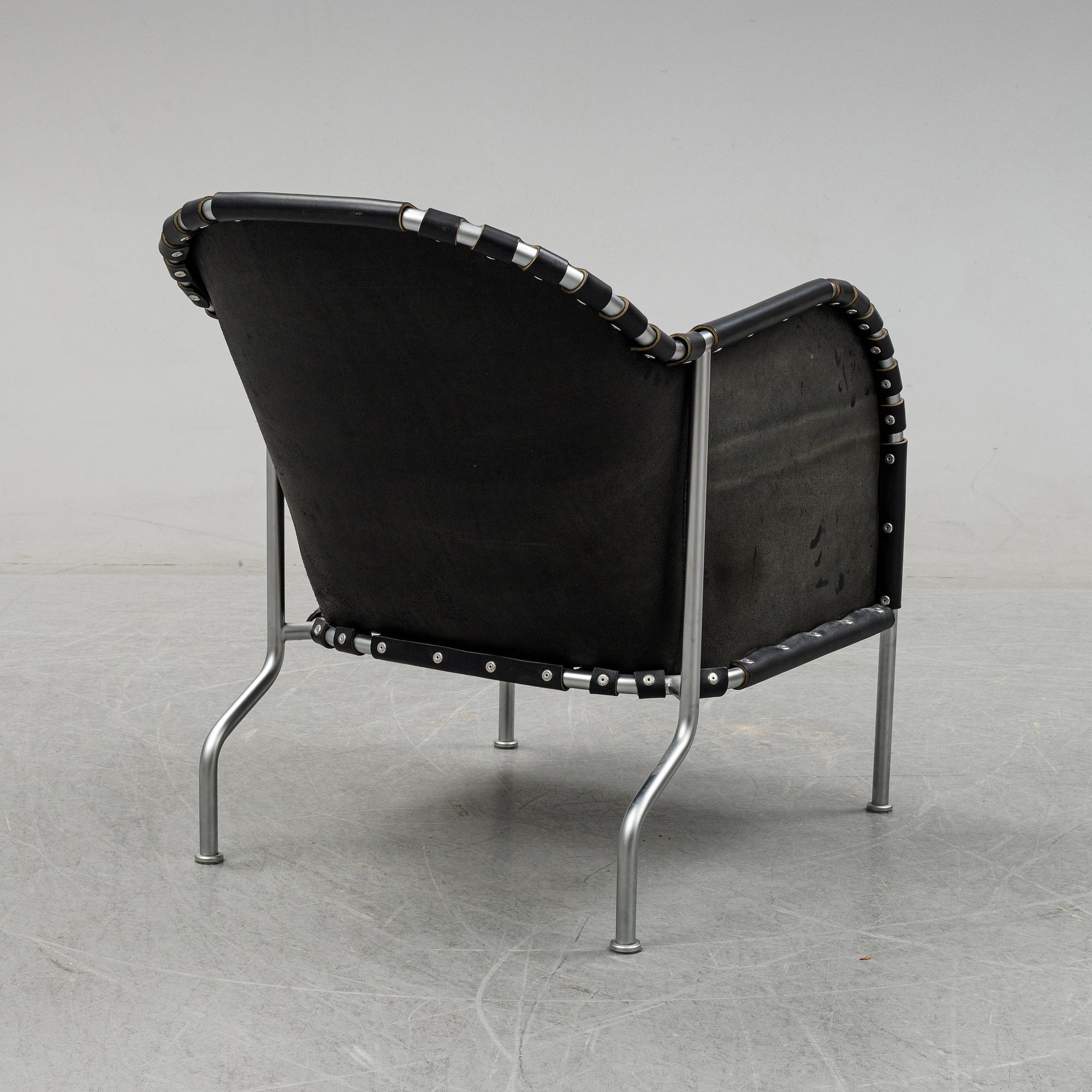 Mats Theselius, a 'Bruno' tubular steel and leather lounge chair, Källemo AB, designed in 1997.