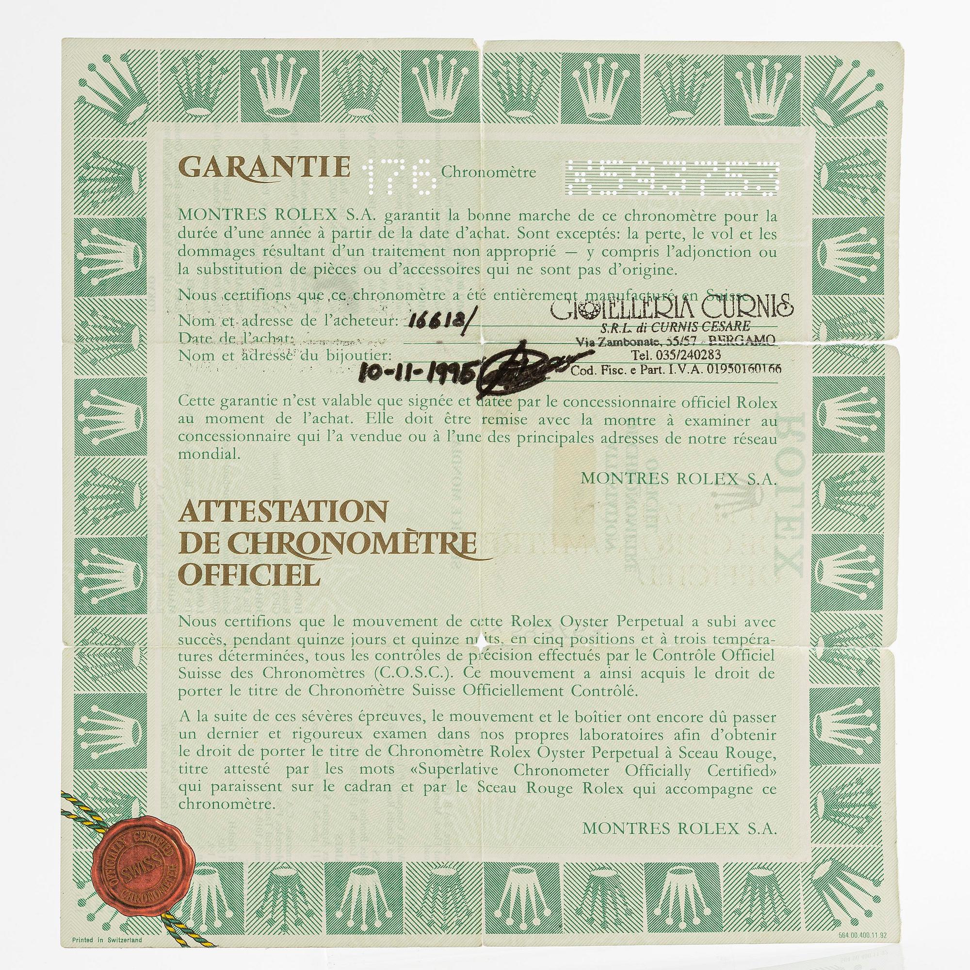 Rolex, Submariner, "Tritium Dial", ca 1995.