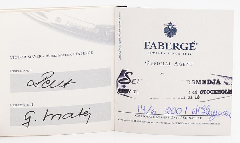 Fabergé, An 18K white gold ring with enamel and diamonds ca. 0.04 ct in total. Victor Mayer.