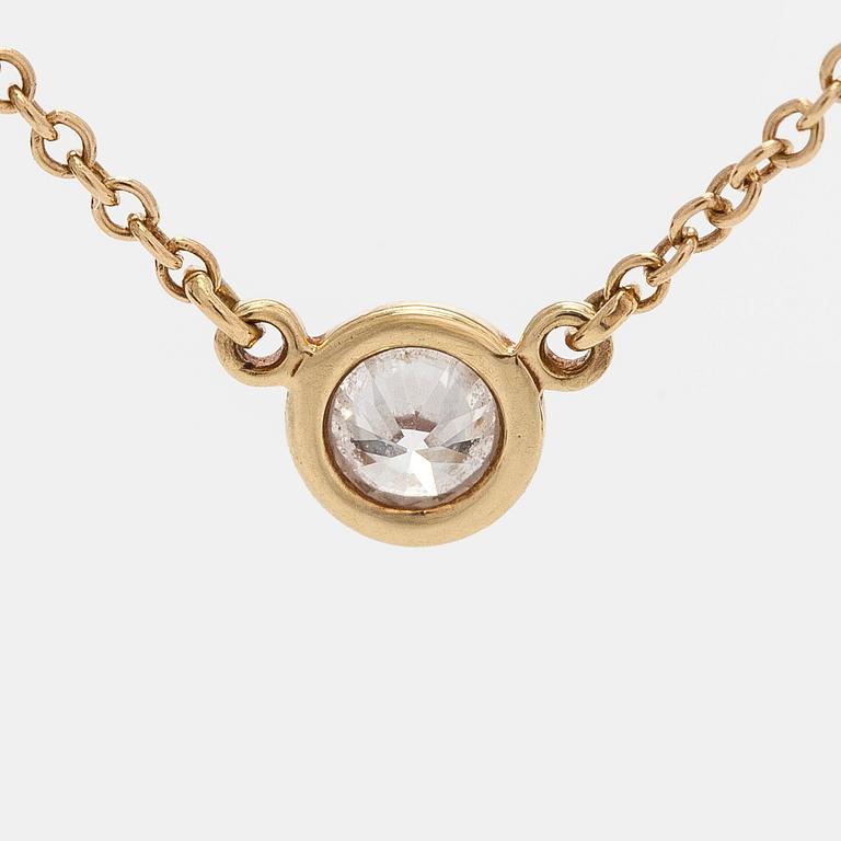 Tiffany & Co, Elsa Peretti, halsband, "Diamonds by the Yard", 18K guld med en briljantslipad diamant.
