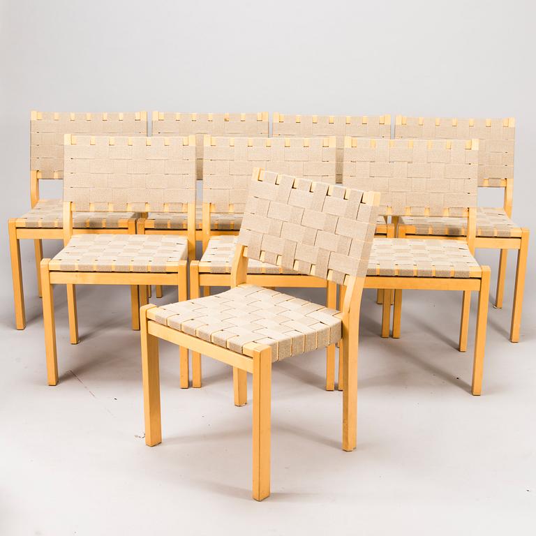 ALVAR AALTO, a set of eight '611' chairs for Artek.