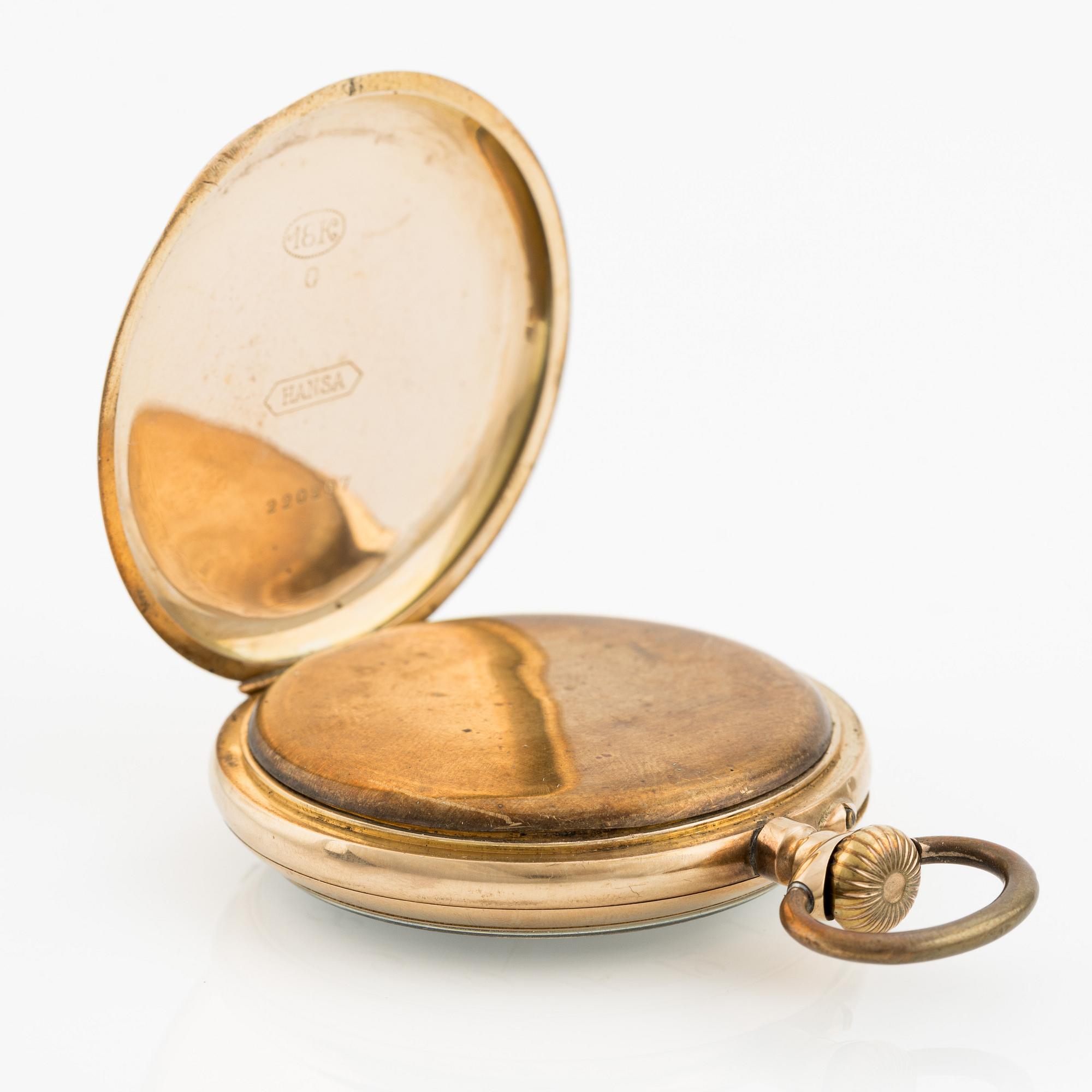 Hansa, pocket watch, 18K gold, 50.5 mm.