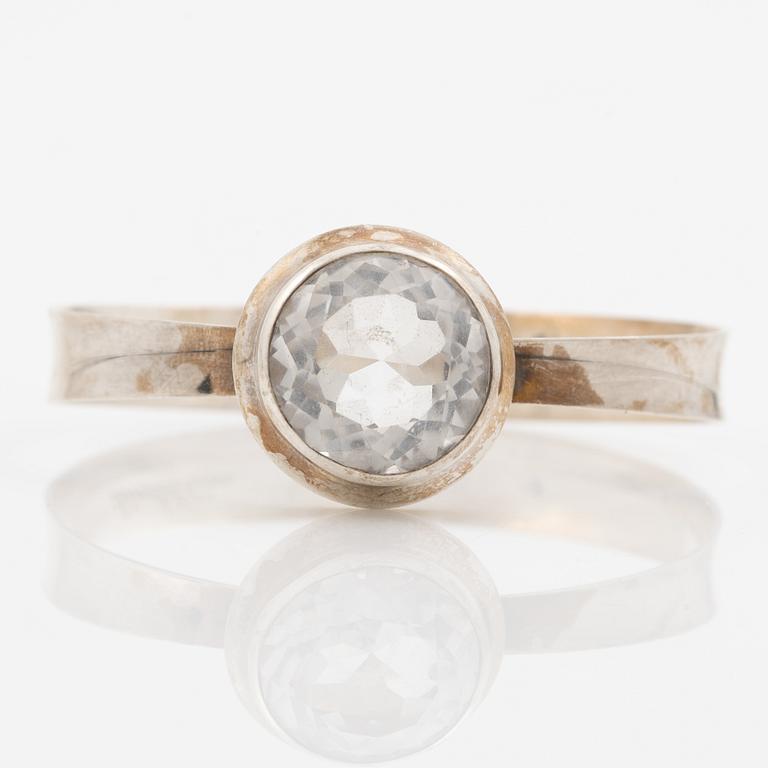 A silver with rock crystal bangle, Åke Lindström, BEH, Köping, 1969.