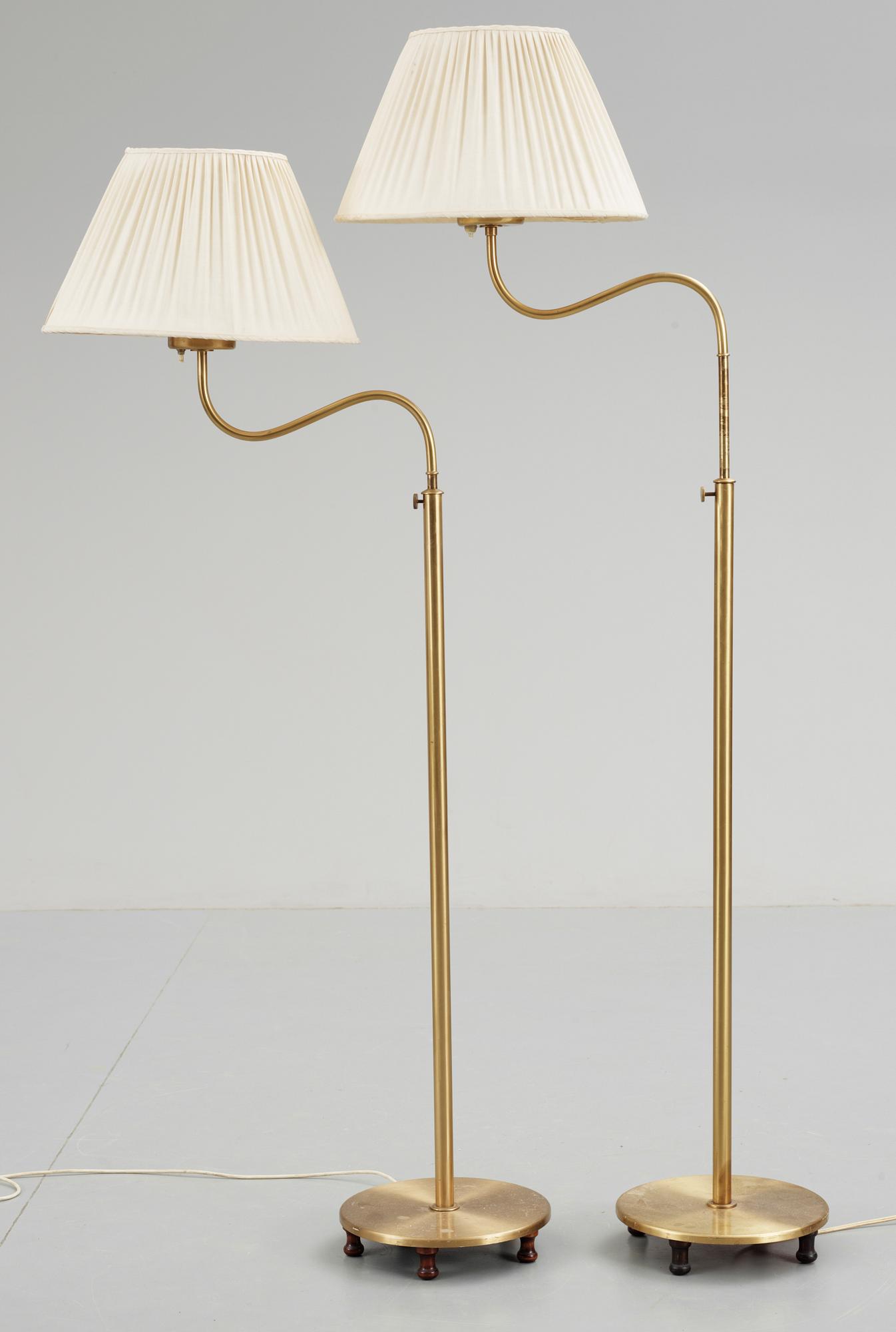 Two Josef Frank brass floor lamps, Svenskt Tenn, model 2568.