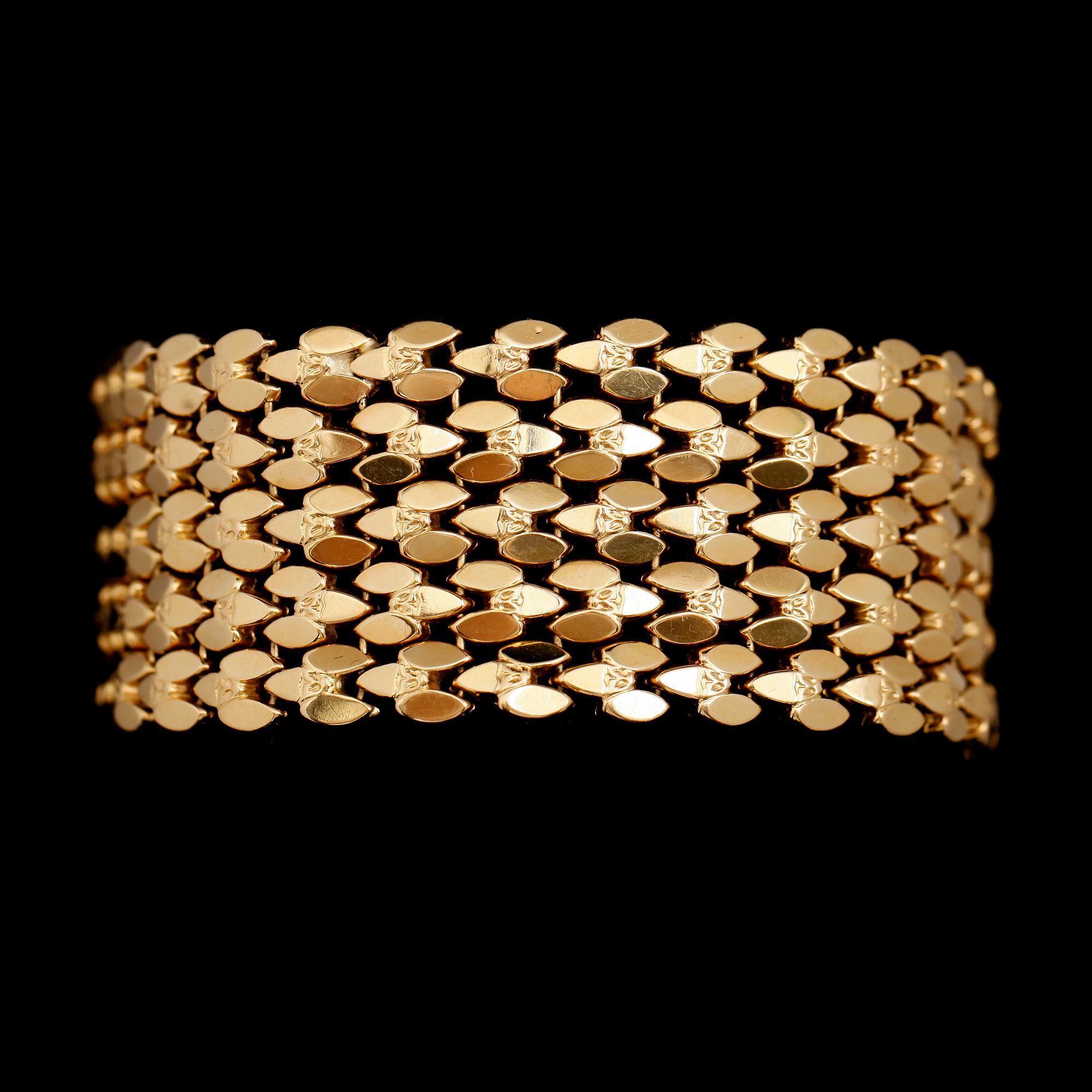 ARMBAND, 18 k guld, fantasilänk, vikt ca 55 g.