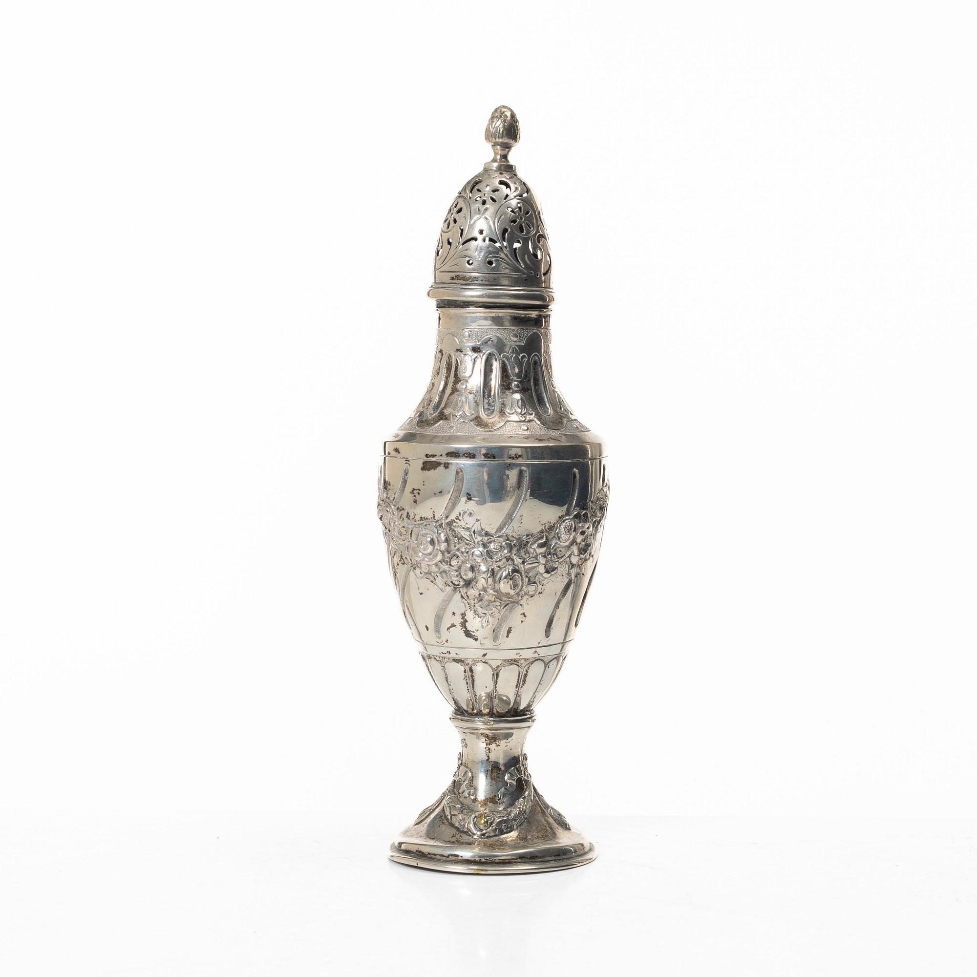 Sugar caster, silver, Louis XVI style, early 20th century.