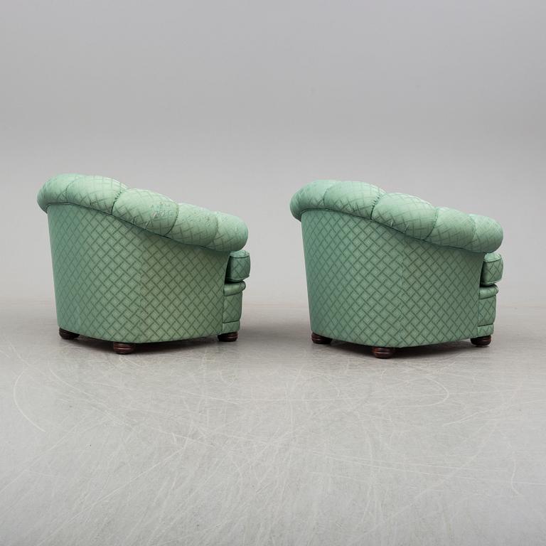 A pair of late 20th century easy chairs.